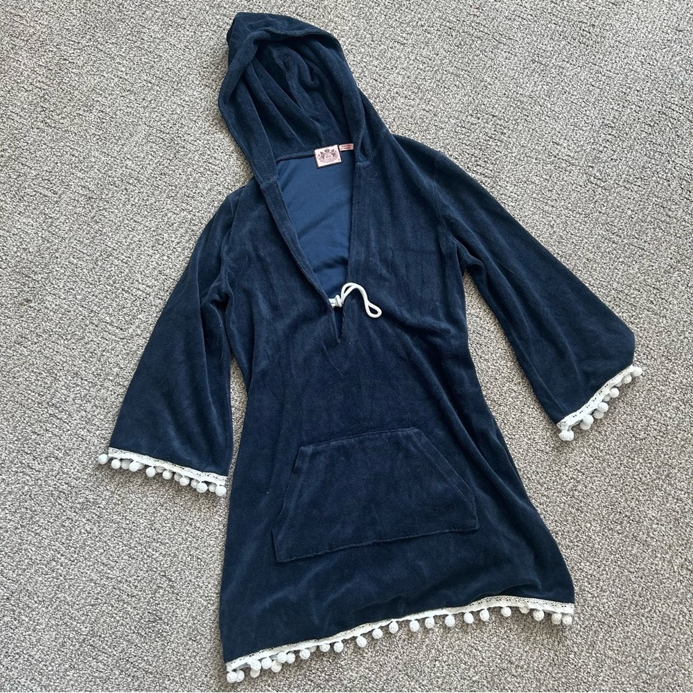 Juicy Couture Beach Coverup with Sleeves in Navy
